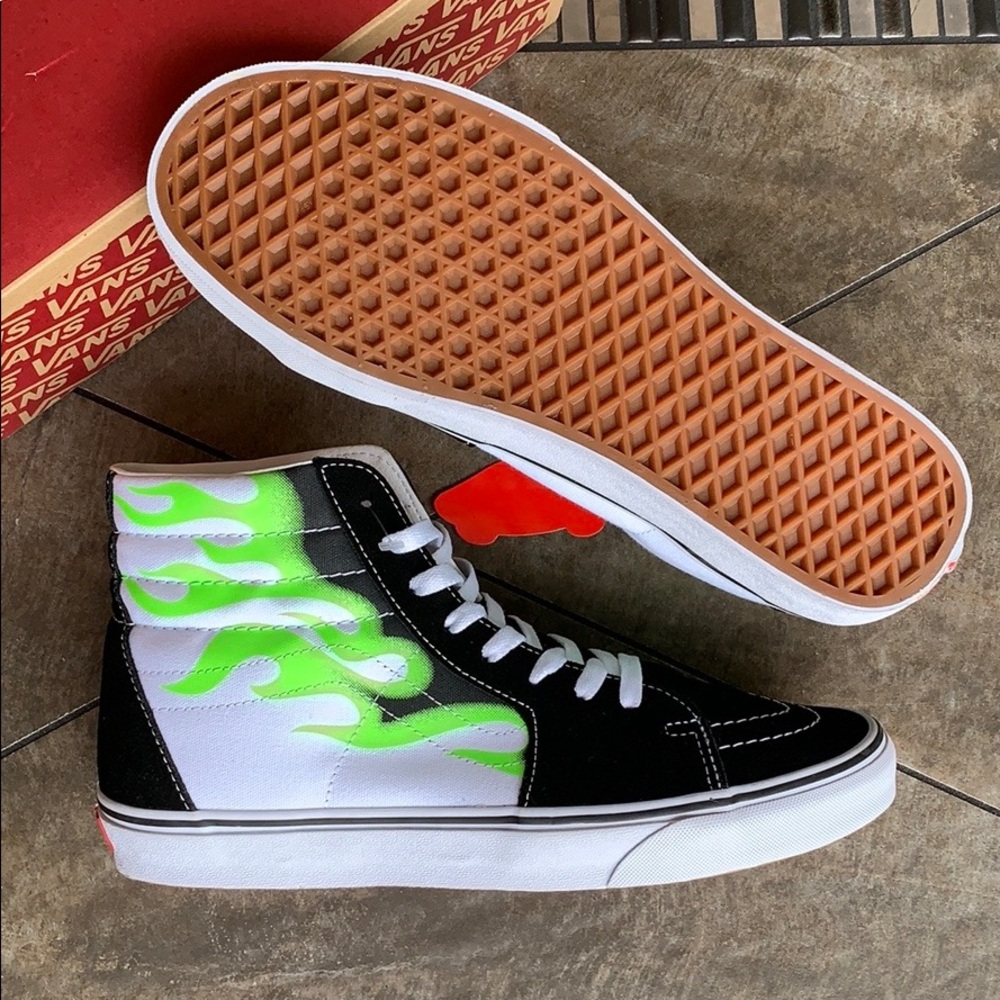 •VANS SK-8 HI FLAME black/true white Mens - Picture 9 of 16